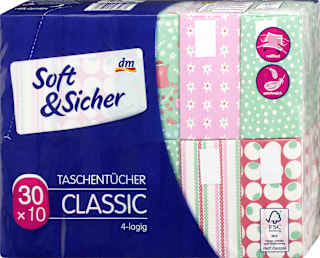 Taschentücher Classic 4-lagig sortiert Soft&Sicher