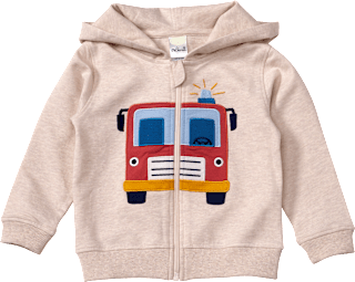 Sweatjacke mit Kapuze & Feuerwehr-Applikation, beige, Gr. 104 ALANA