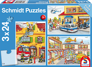 Puzzle Feuerwehr Polizei Set (3x24 Teile) Schmidt Spiele