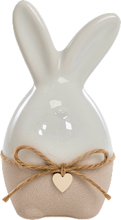 Keramikhase mit Bastschleife & Holzherz (13,5 cm) Dekorieren & Einrichten