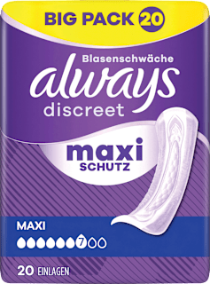 discreet Einlagen Inkontinenz Maxi, Big Pack always