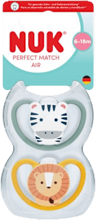 Succhietto PERFECT MATCH AIR 6-18 mesi zebra/leone NUK