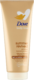 body love summer revived tónovací tělové mléko light to medium Dove
