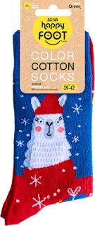 Коледни памучни чорапи с лама, размер 39-42 happy FOOTtopia