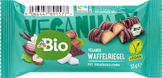 Veganer Waffelriegel mit Haselnusscreme dmBio