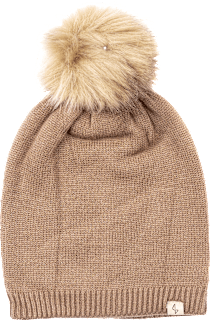 Haube beige mit Bommel keine Marke