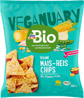 Chips, Vegane Mais-Reis-Chips, No-Cheese-Style dmBio