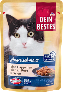 Nassfutter Katze Augenschmaus feine Häppchen reich an Pute in Gelee Dein Bestes