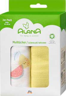 Mulltücher mit Früchte Motiv, 80 x 80 cm ALANA