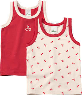 Unterhemden mit Kirschen-Muster, rot + weiß, Gr. 98/104 ALANA