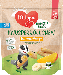 Kindersnack Knusperröllchen Banane-Mango ab 3+ Jahren Milupa
