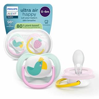 Suzetă ultra air papagal&căpșună 0-6 luni PHILIPS AVENT