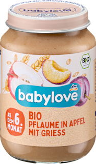 Frucht & Getreide Pflaume in Apfel mit Grieß ab dem 6.Monat babylove