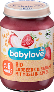 Frucht & Getreide Erdbeer-Bananen-Müsli in Apfel ab dem 6. Monat babylove