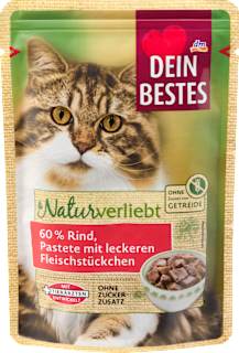 Nassfutter Katze 60% Rind mit Filet, Naturverliebt  Dein Bestes