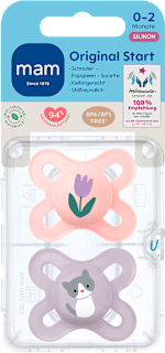 Schnuller Original Start rosa/grau 0-2 Monate mam