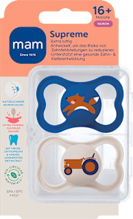 Schnuller Supreme blau/beige 16+ Monate mam
