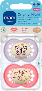 Schnuller Original Night rosa/violett 6-16 Monate mam