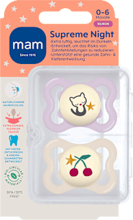 Schnuller Supreme Night rosa/gelb 0-6 Monate mam