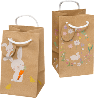 Geschenktasche veredelt Kranz/Hase, mini, hoch Profissimo