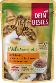 Nassfutter Katze 60 % Huhn mit Filet, Naturverliebt Dein Bestes