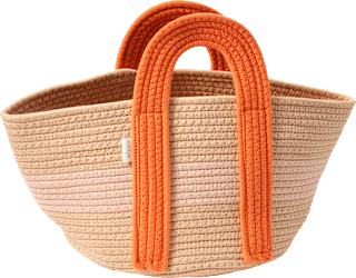Aufbewahrungskorb aus Baumwolle mit Henkeln, beige/orange (35x32 cm) dm home