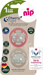 Schnuller cherry night rot/braun, Gr.1, 0-6 Monate Nip