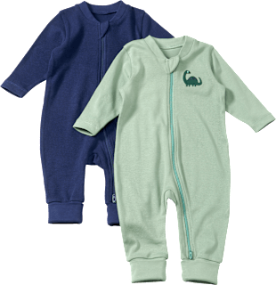 Schlafanzüge mit Dinosaurier-Motiv, grün + blau, Gr. 62/68 ALANA
