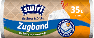 Müllbeutel 35 l Zugband mit 100 % recyceltem Plastik Swirl