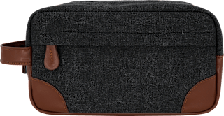 Kulturbeutel Herren Anthrazit-Braun manòu