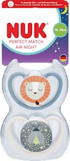 Schnuller Perfect Match Air Night Silikon, blau/weiß, 18-36 Monate NUK