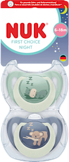 Schnuller First Choice Night Silikon, grün/blau, 6-18 Monate NUK