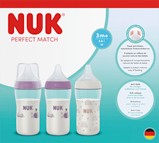 Geschenkset Babyflaschen Perfect Match lila/weiß 3tlg, 260 ml NUK