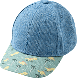 Basecap aus Denim mit Dino-Muster, blau + grün, Gr. 50/51 PUSBLU
