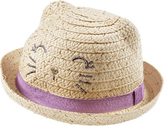 Strohhut mit Katzen-Motiv, beige, Gr. 48/49 PUSBLU