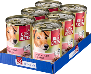 Nassfutter Hund reich an Kalb, Multipack (6x400 g) Dein Bestes
