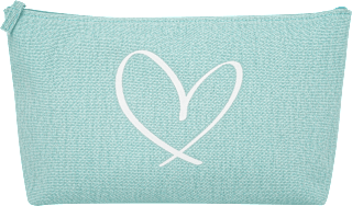 Kosmetiktasche Hellblau Weiß mit Herz manòu