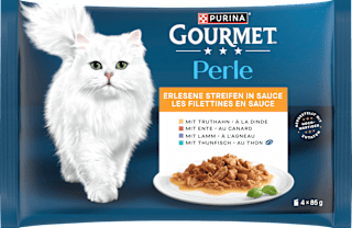 Nassfutter Katze Perle Erlesene Streifen Fisch- & Fleischvariation Purina Gourmet