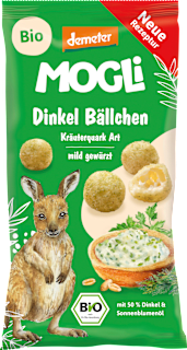 Kindersnack Dinkelbällchen Kräuterquark MOGLi