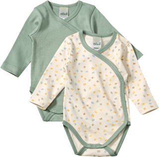 Wickelbodys Langarm, grün + weiß, Gr. 50/56 ALANA