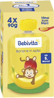 Voćni pire – jabuka i banana, 4 x 90 g Bebivita