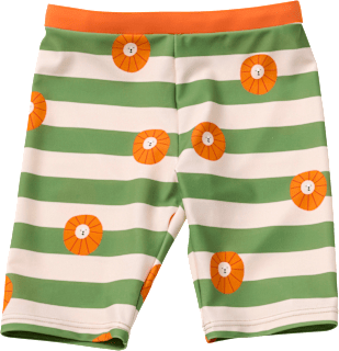 Badehose mit Löwen-Muster, grün & orange, Gr. 122/128 PUSBLU