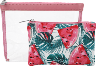 Kosmetiktaschen Set transparent/pink + Wassermelone 2tlg Soapland