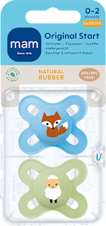 Schnuller Original Start Kautschuk, blau/grün, 0-2 Monate  mam