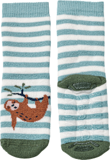 Stoppersocken mit Faultier-Motiv, grün + weiß, Gr. 23/24 ALANA