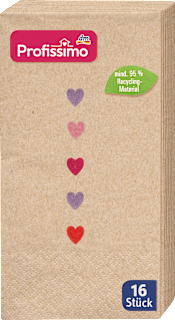 Recycling-Buffetserviette Herz 33x33cm Profissimo