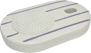 Knoblauchreibe aus Porzellan, gestreift weiß/lila (16x10x2 cm) Dekorieren & Einrichten