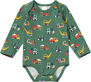 Body Langarm Pro Climate mit Baustellen-Muster, grün, Gr. 98/104 ALANA