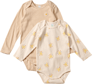 Bodys Langarm mit Sonnen-Muster, beige, Gr. 86/92 ALANA