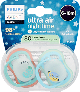 Éjszakai nyugtató cumi, Ultra air, 6 hónapos kortól, kisfiúknak PHILIPS AVENT